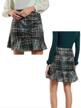Marie Oliver Filly Organza Plaid Trumpet Skirt Flounce Hem